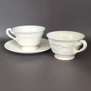 Wedgwood Etruria & Barlaston Patrician Cream Ivory Cup & Saucer Set + Extra Cup